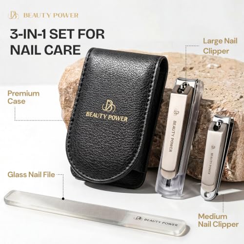 Nail Clippers Set 3 in 1 for Men (Black Case)