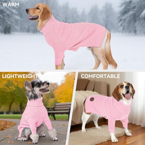 Dog Sweater Long Sleeve Warm Sweaters for Small Dogs Boy Girl Cats (Pink / Medium)