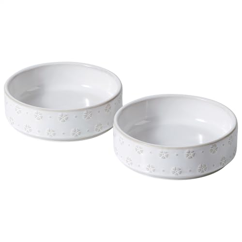 Dog Bowls Ceramic (2 Bowls-Arctic White / 1.7CUPS)