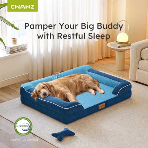 Dog Beds for Large Dogs (Navy Blue / Large(36"L x 27"W x8.5"Th))