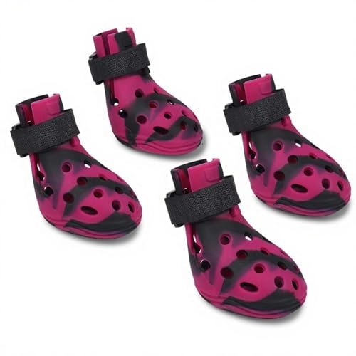Dog Shoes for Hot Pavement (Black Pink / S)