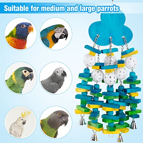 Large Bird Parrot Toys for Cockatoos African Grey Macaws Amazon Parrots (Blue)