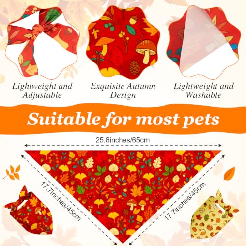 50 Pcs Fall Dog Bandanas Bulk for Autumn Soft Bibs Adjustable (Fall Plant / 25.6 x 17.7 x 17.7 Inch)