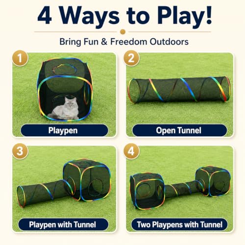 Outdoor Rainbow Cat Enclosures Playground (2 Cube + 2 Way Tunnel (no tent))