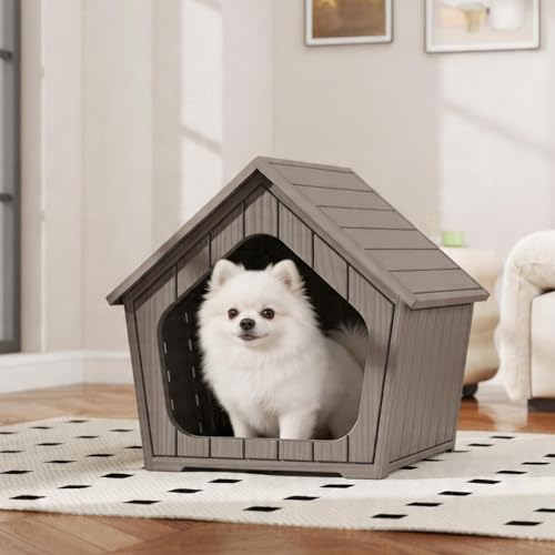 Indoor Outdoor Small Dog House (Classic Grey / 23.43" L × 22.44" W × 22.24" H)