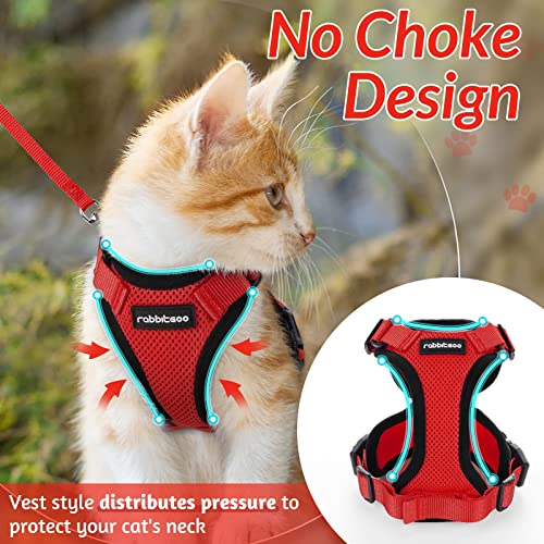 Cat Harness and Leash Set (S / Red)