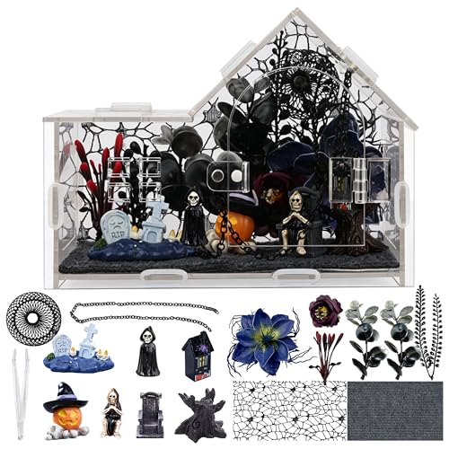 Acrylic Jumping Spider Enclosure Kit 16PCS with Decor (Black-Forest style)