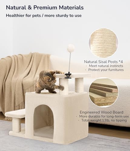Cat Stairs for Bed (Beige)