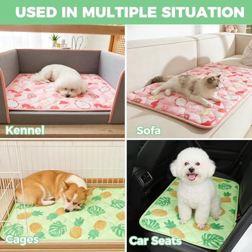 Dog Cooling Mat (Green Pineapple / Medium 19.5IN x 27.5IN)