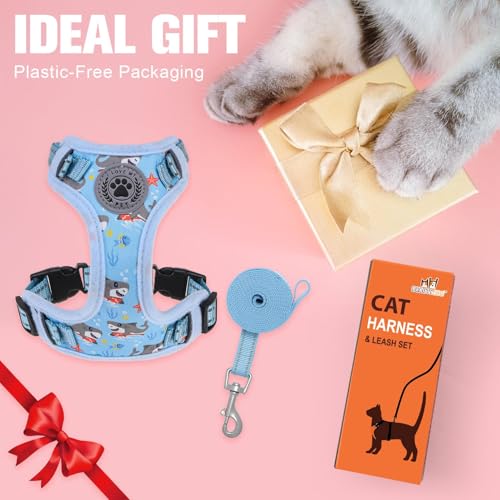Cat Harness and Leash Set (Shark Blue / S (Chest: 11 - 16"))