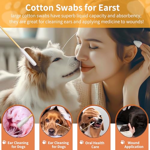 200 PCS 6 Inch Long Cotton Swabs in Box (Double Round-200 PCS)