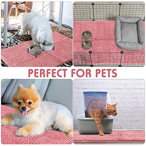 4 Pcs Guinea Pig Cage Liner (Pink / 16 x 24 Inch / Low Pile Chenille)