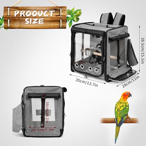 Bird Carrier with Seat Belt for Car Travel (13.5"L x 10.0"W x 15.5"H / Grey)