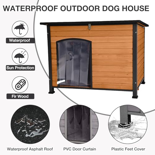 43.3’’ Large Dog House Outdoor Weatherproof Dog Kennel with Upgraded Thickened Metal Frame (Dog House)
