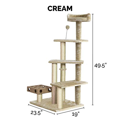 49.5" Tall Cat Tree for Indoor Cats (Cat Tower / Playstairs Playground (Cream))