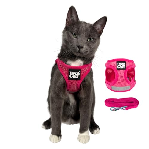 Travel Cat Harness and Leash Set (Small / Pink)