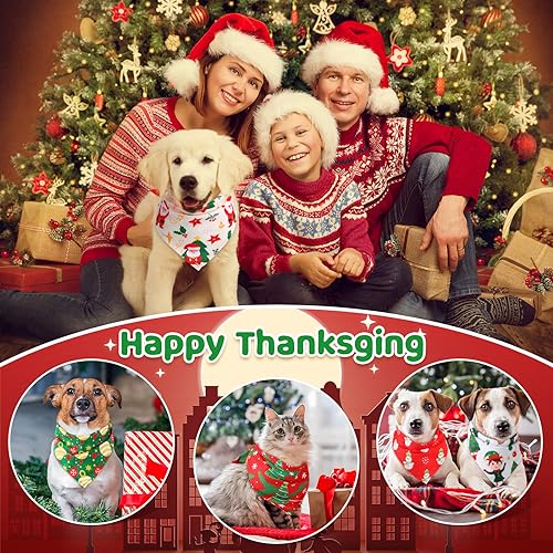 200 Pcs Christmas Dog Bandanas Bulk (Red, Green / Christmas)