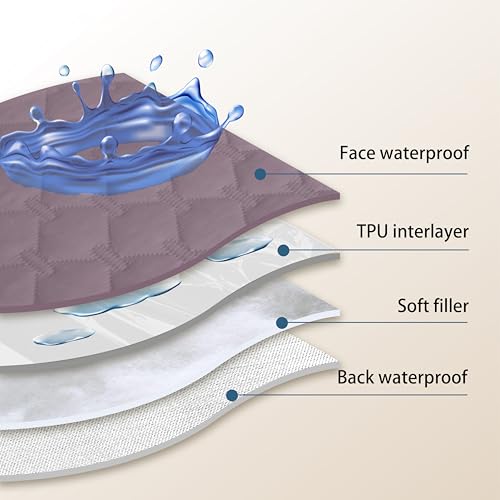 Waterproof Dog Blankets for Large Dogs (82x82 Inch (Pack of 1) / Dark Sea Fog/Light Sea Fog)