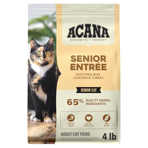 Dry Cat Food Senior Entrée Chicken Turkey and Duck 4lb Bag (4 Pound (Pack of 1))