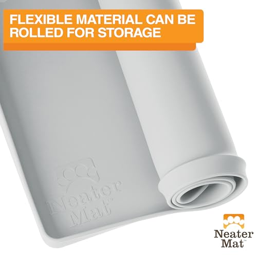 Neater Mat Pet Mats for Food and Water (16"L x 10"W / Light Gray)