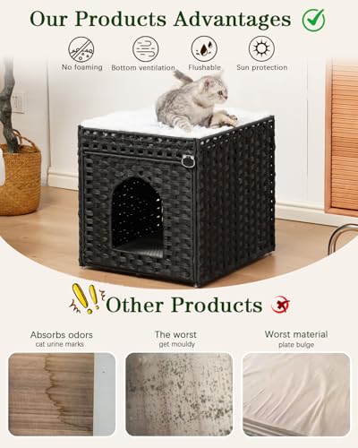 Cat Litter Box Enclosure Furniture (Black / Standard)