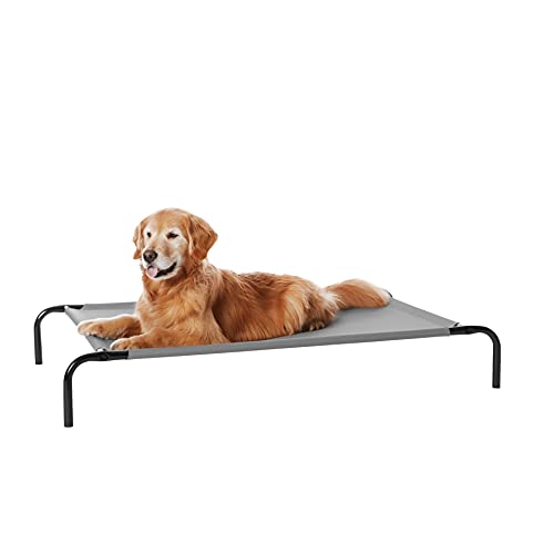 Cooling Breathable Elevated Dog Bed with Metal Frame for Large Dogs (Grey / Large)