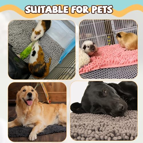 8 Pcs Guinea Pig Liner Washable Rabbit Cage Liner 16x12 Inch Guinea Pig Fleece Mats Reusable Bedding Pee Pads for Small Animals (Gray, Green, Pink, Blue)