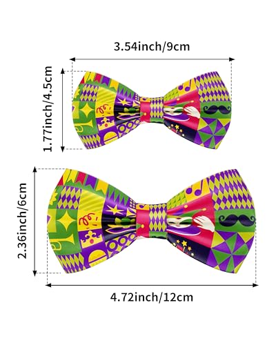 10 Pack Mardi Gras Dog Bowties for Small Dogs Sliding on Collar (S/M)