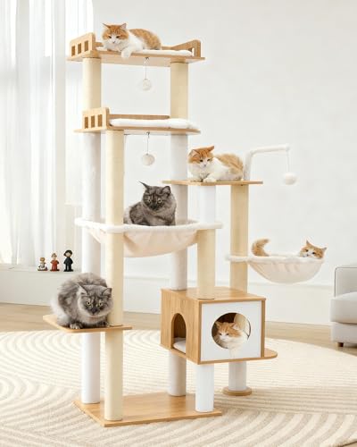 Cat Tree 70.5" Wood Tall Cat Tower for Large Indoor Cats HCT121WB (Walnut / 70.5 inch)