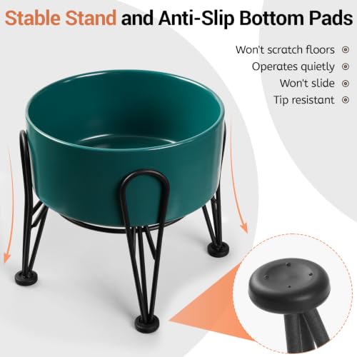 Elevated Dog Bowls (Green / 3.6 Cups | 2 Pack | For Medium Dogs)