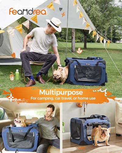 Collapsible Soft Dog Crate (M（24.0"L x 16.5"W x 16.5"H） / Dark Blue)