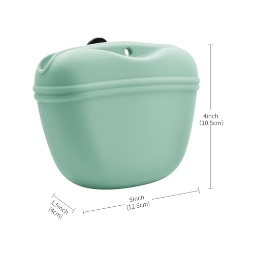 Silicone Dog Treat Pouch with Clicker Magnetic Closure Secure Clip (1 Pack / Duck egg green)