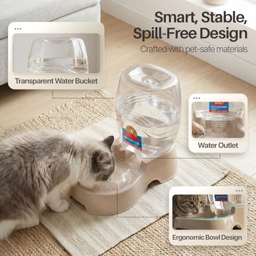 Gravity Pet Water Dispenser for Cats & Small Dogs (Beige / 1.5 L)