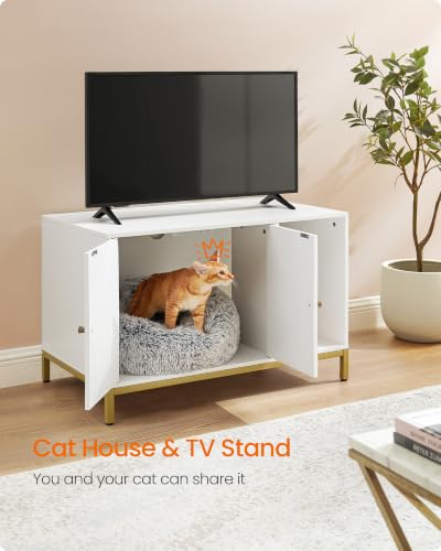 Cat Litter Box Enclosure (White + Gold / L (31.5"l X 19.7"w X 21.7"h))