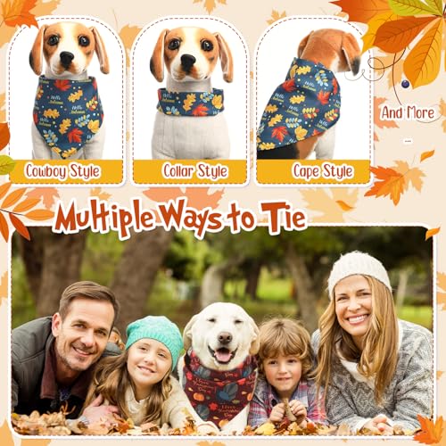 50 Pcs Fall Dog Bandanas Bulk Pet Scarfs Triangle Bibs Adjustable Washable Puppy Kerchief Seasonal Pet Costume Accessories Grooming Supplies for Small Medium Large Dogs Cats (Thanksgiving)