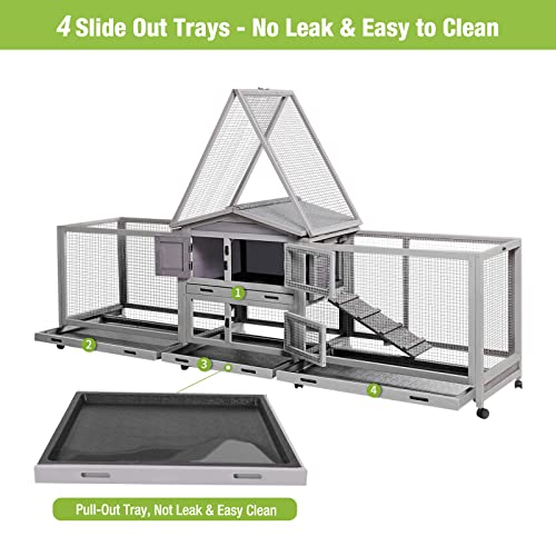 Bunny Cage and Outdoor Rabbit Hutch with Casters Waterproof Roof