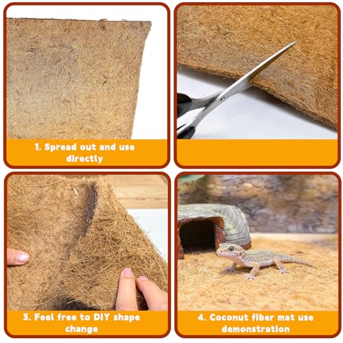 118x11.8in Reptile Carpet Coconut Fiber Substrate Large Snake Bedding Coco Liner Roll Mat for Bearded Dragon Tortoise Lizard Habitat Pad Garden Decoration (11.8x118inch)