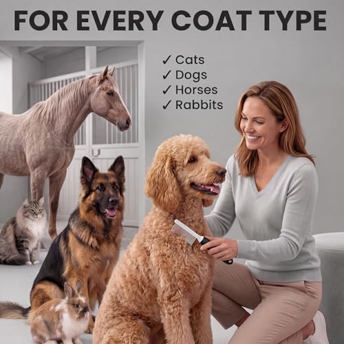 Poodle Pet Dog Combs for Grooming Matting (Black / Detangling Pet Comb)