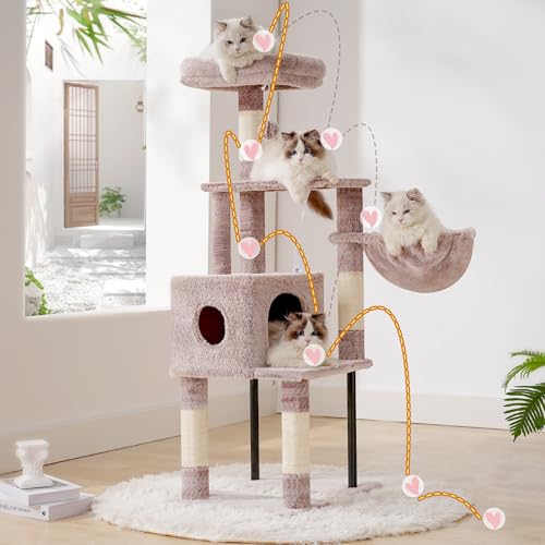 Cat Tree with Toy (Rosy Brown / 49.2 inch)
