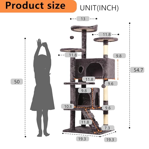 54" Cat Tree Tower (54in / Purple Gray)