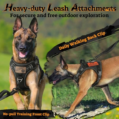 Tactical Dog Harness Medium Sized (M(chest:20.1"-33.9",neck:17.7"-22.3",back:7.5") / Black)