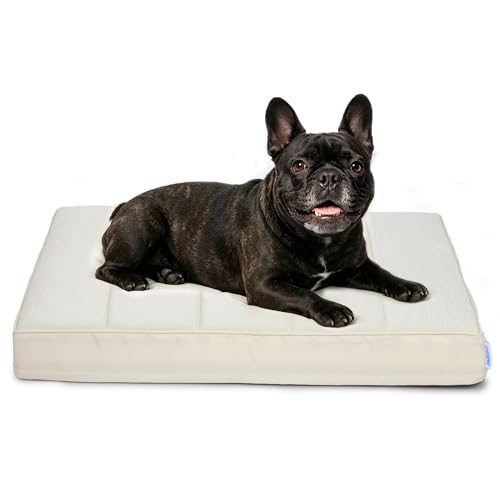 Cooling Dog Bed for Medium Dogs (Dark Beige / 30"L x 20"W x 3"H)