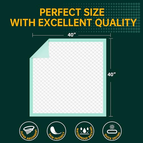 Disposable Bed Pads 40"X40" 50pcs Extra Large Pee Pads (40"x40"-50counts)