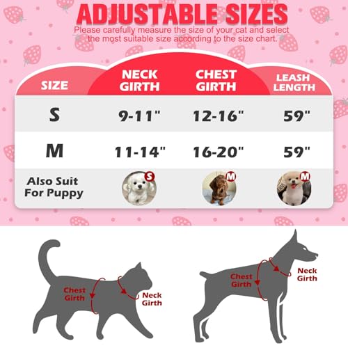 Escape Proof Cat Harness and Leash Set (Strawberry / Medium)