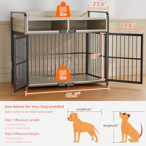 Large Dog Crate Furniture with Drawers Storage (Brown / 40.6"L x 23.6"W x 33.5"H)