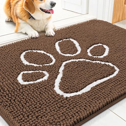 Dog Door Mat for Muddy Paws (30"X20" / Coffee and White)