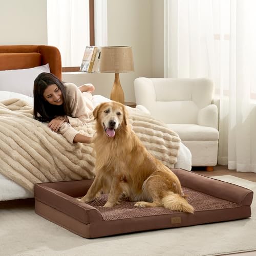 Orthopedic Dog Bed for Extra Large Dogs (Brown / XXL:48x35x8 inch)