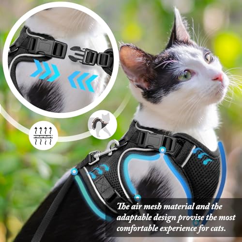 Cat Harness and Leash Set for Walking Escape Proof (Black / X-Small)