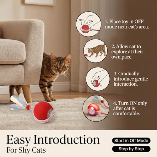 Automatic Cat Toy Ball for Indoor Cats (Red)