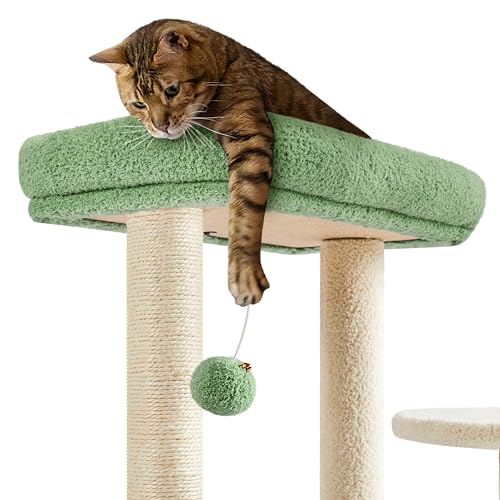 Cat Tree 35.5in Cat Tower for Indoor Cats (Army Green/Beige)